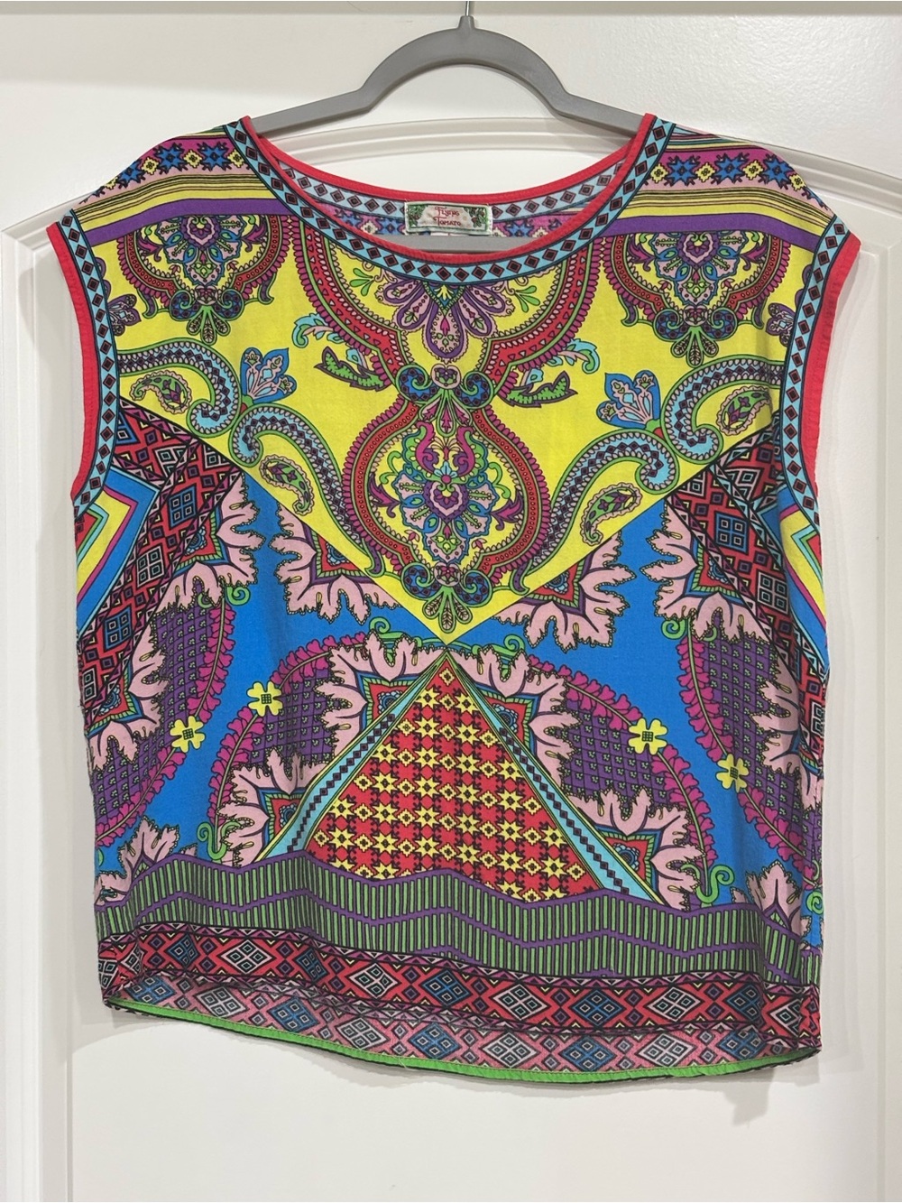 Flying Tomato Neon Paisley Print Sleeveless Tank Top